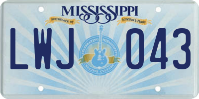 MS license plate LWJ043