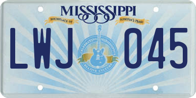 MS license plate LWJ045