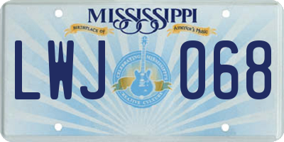 MS license plate LWJ068