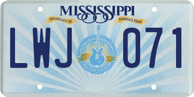 MS license plate LWJ071