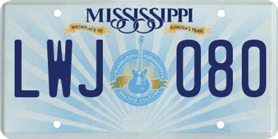 MS license plate LWJ080