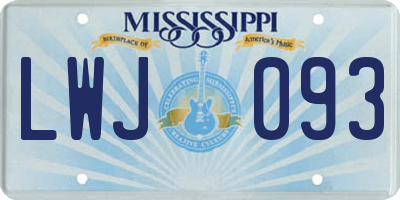 MS license plate LWJ093