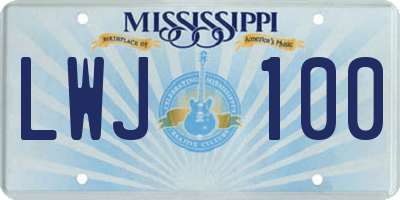 MS license plate LWJ100
