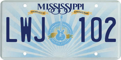 MS license plate LWJ102