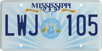 MS license plate LWJ105