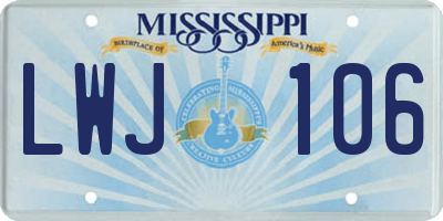 MS license plate LWJ106