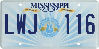 MS license plate LWJ116