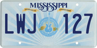 MS license plate LWJ127