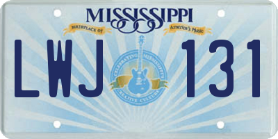 MS license plate LWJ131