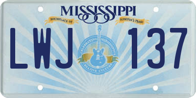 MS license plate LWJ137