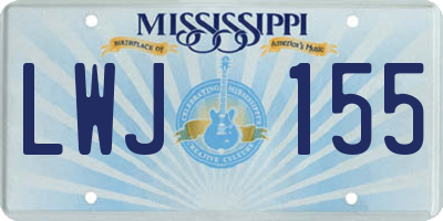 MS license plate LWJ155