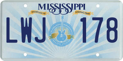 MS license plate LWJ178