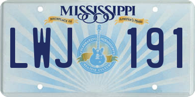 MS license plate LWJ191