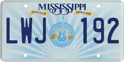 MS license plate LWJ192