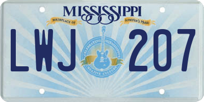 MS license plate LWJ207