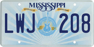 MS license plate LWJ208