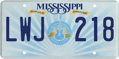 MS license plate LWJ218