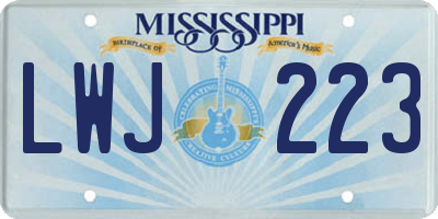MS license plate LWJ223
