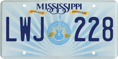 MS license plate LWJ228