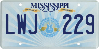 MS license plate LWJ229