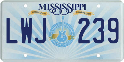 MS license plate LWJ239
