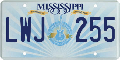 MS license plate LWJ255