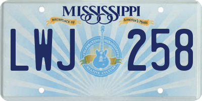 MS license plate LWJ258