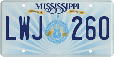MS license plate LWJ260