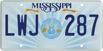 MS license plate LWJ287