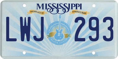 MS license plate LWJ293