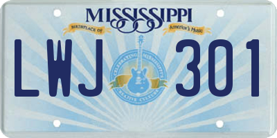 MS license plate LWJ301