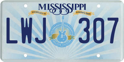 MS license plate LWJ307