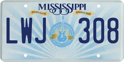MS license plate LWJ308