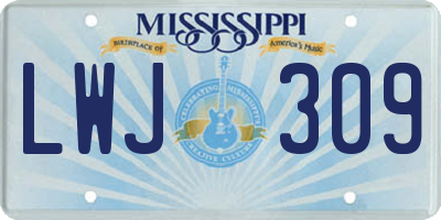 MS license plate LWJ309