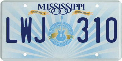 MS license plate LWJ310