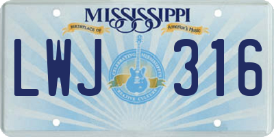 MS license plate LWJ316