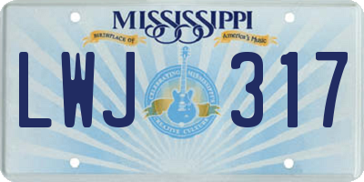MS license plate LWJ317
