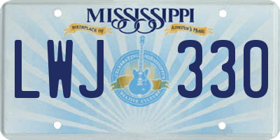 MS license plate LWJ330