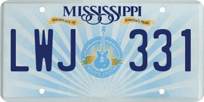 MS license plate LWJ331
