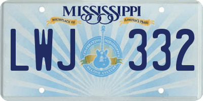MS license plate LWJ332