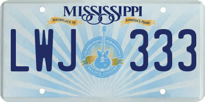 MS license plate LWJ333