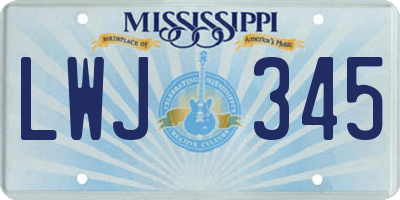 MS license plate LWJ345