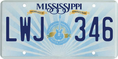 MS license plate LWJ346