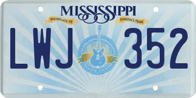 MS license plate LWJ352
