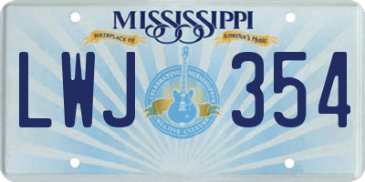 MS license plate LWJ354