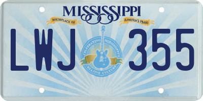 MS license plate LWJ355