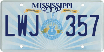 MS license plate LWJ357