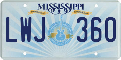MS license plate LWJ360