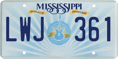 MS license plate LWJ361