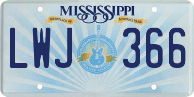 MS license plate LWJ366